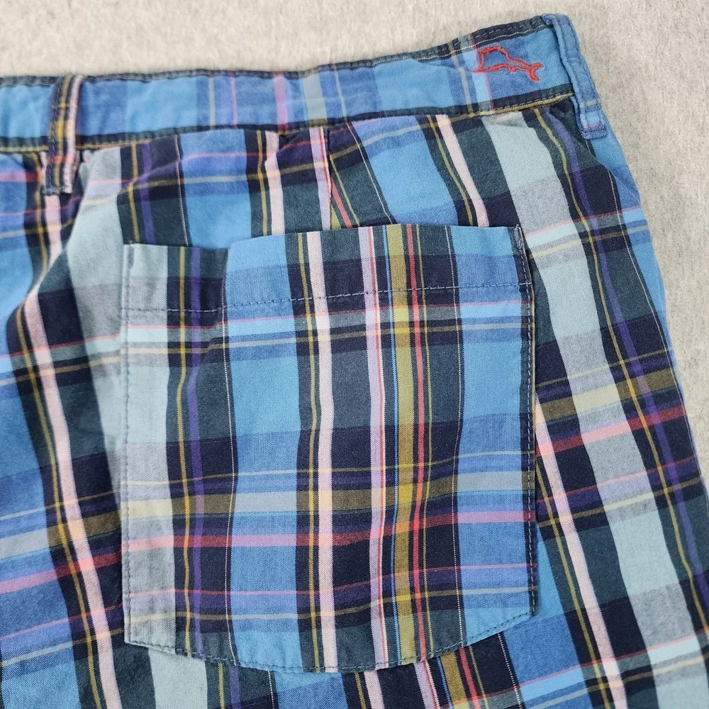 Tommy Bahama Golf Shorts Mens 40x9 Blue Pink‎ Plaid Striped Reversible Pockets